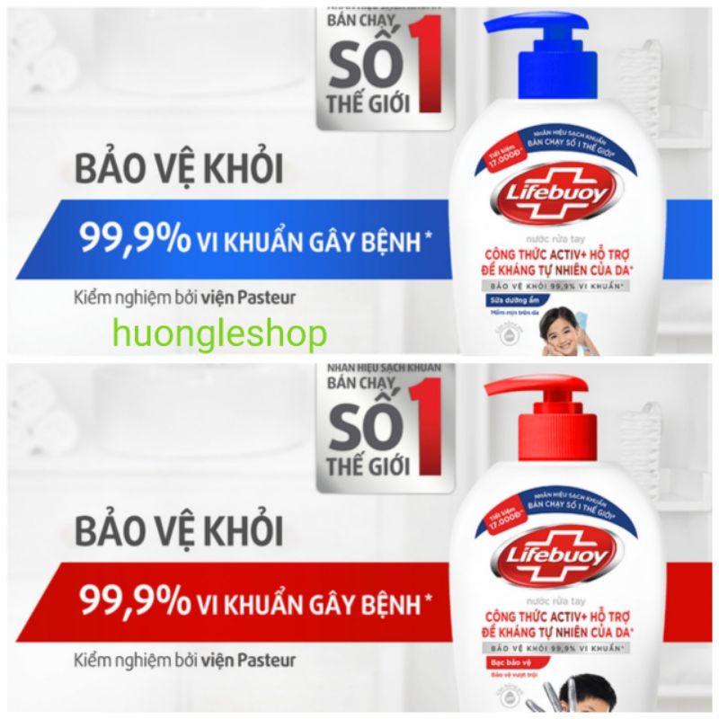 Nước rửa tay Lifebouy 500gr giúp sạch khuẩn và bảo vệ vượt trội 99,9% vi khuẩn tốt nhất