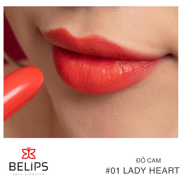 Son Lì Đỏ Cam Lady Heart Belips Sexy Lipstick Không Chì (3,7G)