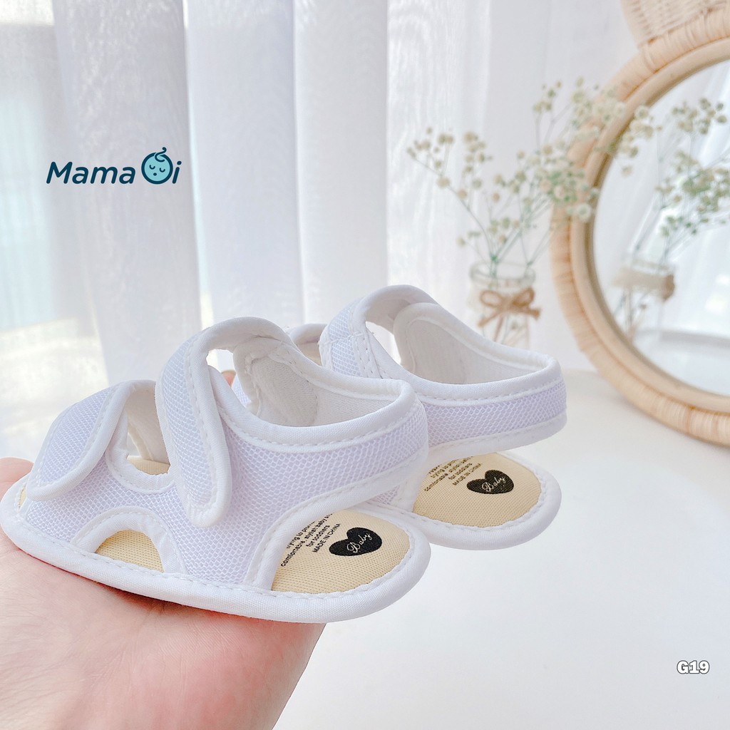 Giày tập đi cho bé dép tập đi sandal đế vải 2 quai dễ mang màu trắng êm chân cho bé của Mama ơi - Thời trang cho bé