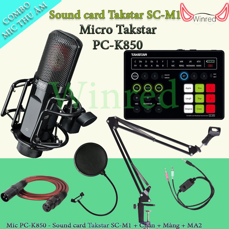 Micro livestream kiêm mic thu âm cao cấp Takstar PC K850 đi sound card SC M1 chân màng dây livestream MA2 ♥️♥️