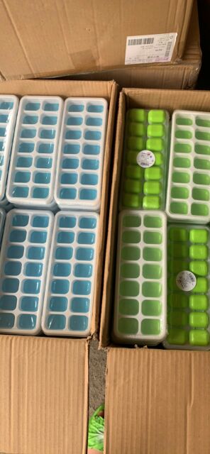 Bộ 2 Khay Làm Đá, Làm Thạch 14 Ô Silicon Có Nắp Đậy