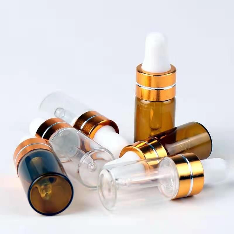 Lọ Chiết Serum ❤ GIÁ RẺ NHẤT ❤ Lọ Đựng Tinh Dầu Thủy Tinh Mỏng Bóp Giọt Khoen Vàng, Đen 2ml,3ml,5ml chiết mỹ phẩm.