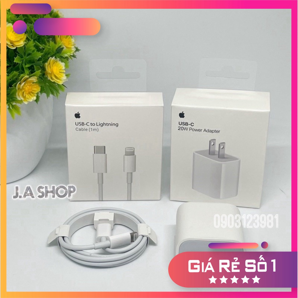 Bộ Sạc Nhanh iPhone Chính Hãng, Củ Sạc Nhanh PD 20W, Cáp Sạc Nhanh USB-C To Lightning Cho iPhone 12/11//Xs/X/8/iPads