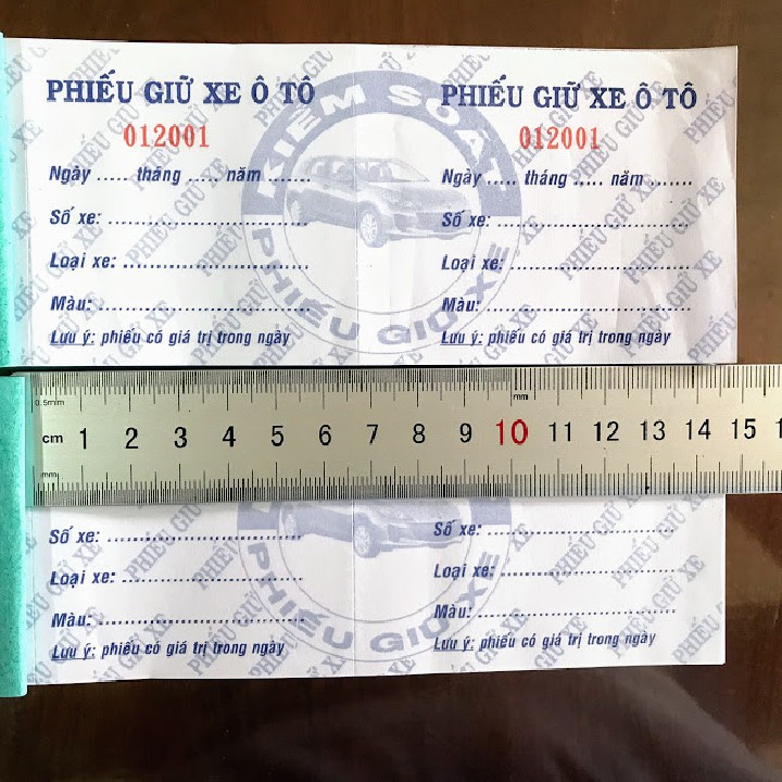 10 cuốn PHIẾU GIỮ XE IN SẴN - 100 tờ/1 cuốn, có đóng số nhảy