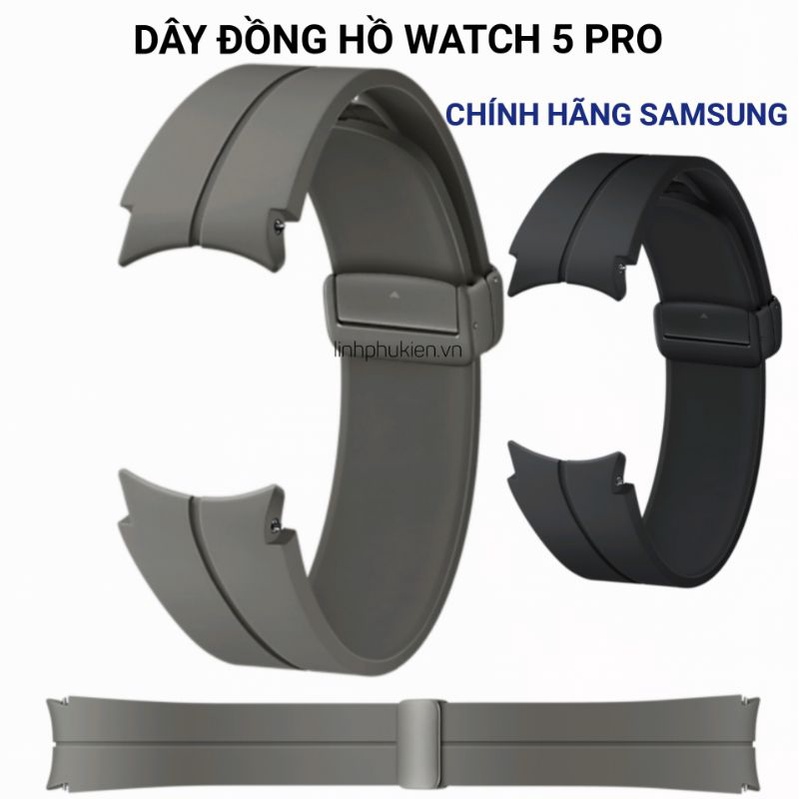Dây đồng hồ Samsung Galaxy Watch 5 Pro Silicon khóa thép Titan - Hàng chính hãng