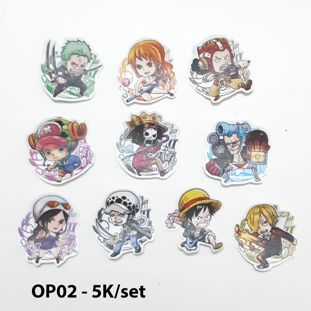 Sticker nhám onepiece  dán trang trí planer, scrapbook,.... size nhỏ 3-5cm