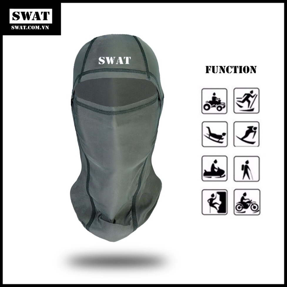 khăn Trùm Đầu SWAT 3in1 Màu Xám - Vải Thun Siêu Co Dãn Chống Nắng - Chống UV