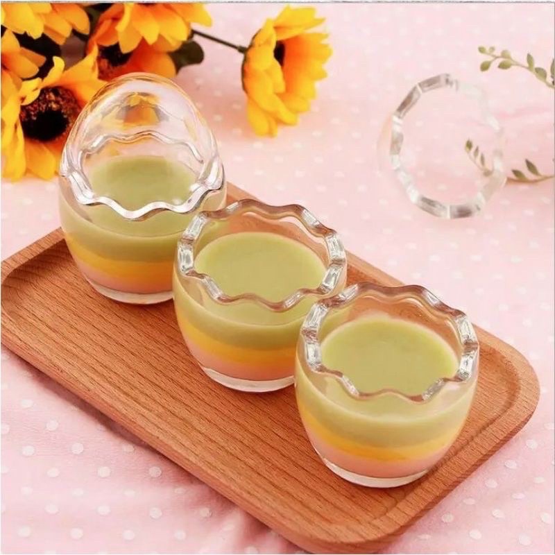 Hũ Thủy Tinh hình quả trứng làm bánh Flan cho bé ăn dặm, khuôn puddding, khuôn bánh