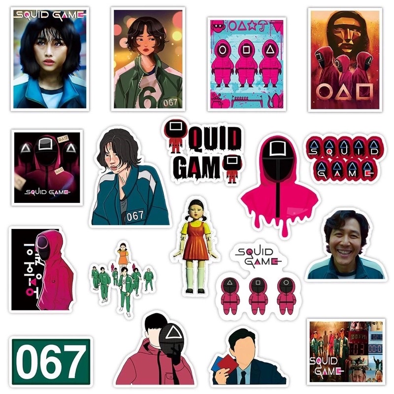 [STICKER 1K] SET 100 STICKER SQUID GAME SIÊU CHẤT DÁN TRANG TRÍ ĐT LAPTOP VALI TƯỜNG TỦ KỆ MŨ BẢO HIỂM XE MÁY NOTEBOOK