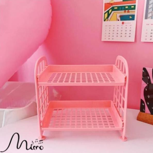 Kệ Nhựa Mini 2 Tầng Mini Đựng Đồ Đa Năng Siêu Xinh Sẵn Hàng 5 màu