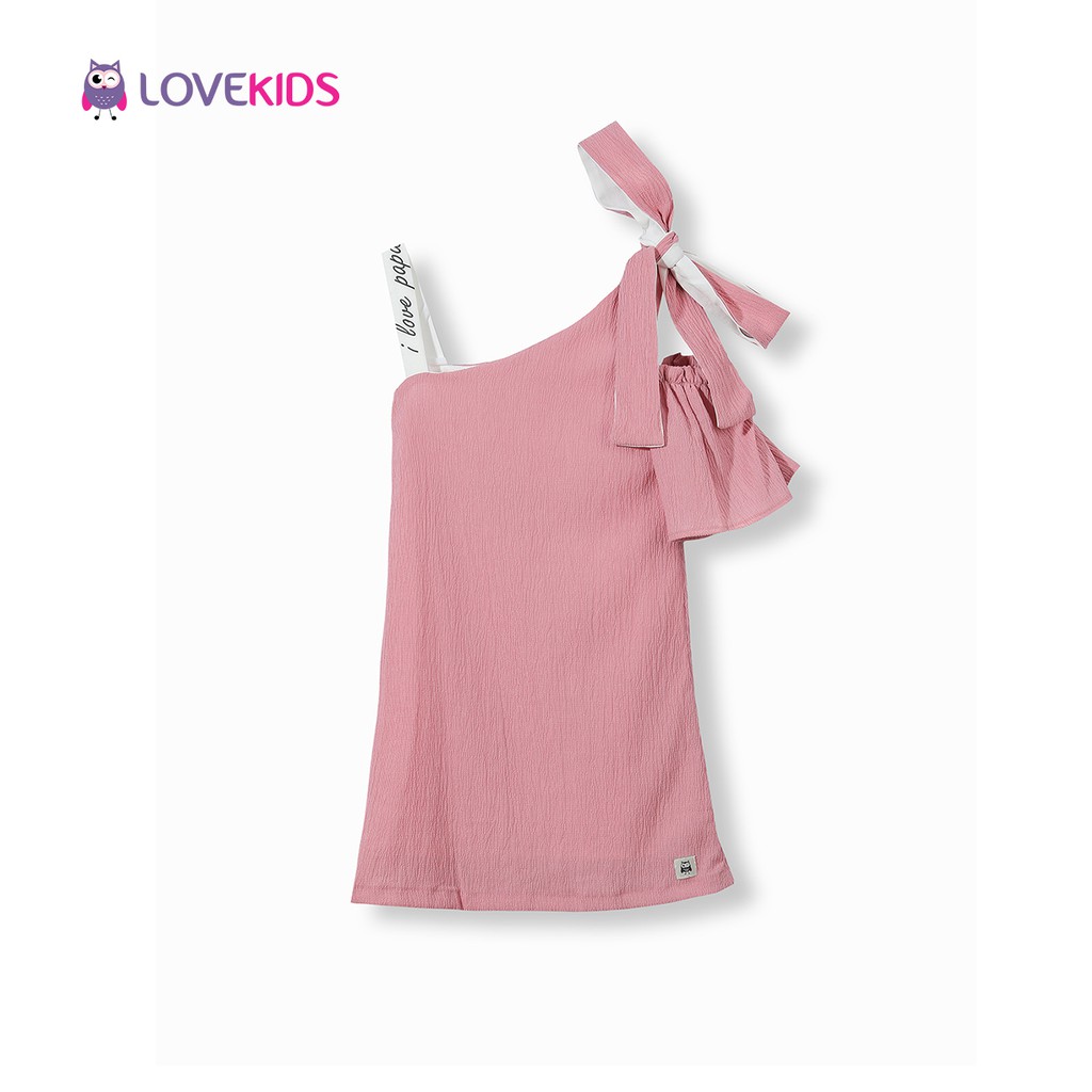 Váy hồng lệch vai I Love PaPa LK0246 - Lovekids