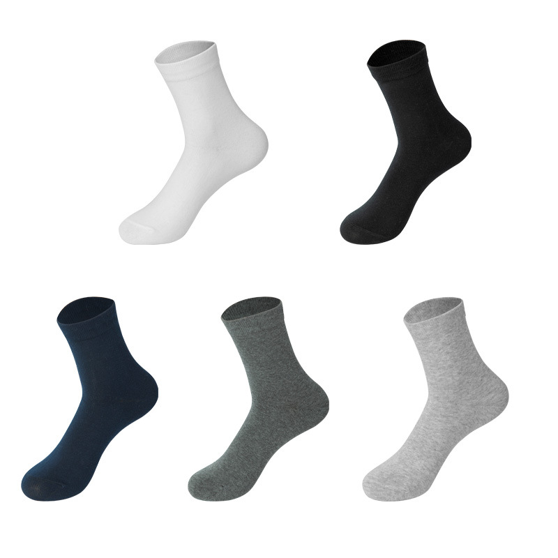 Student Korean Hot Spring And Summer Cotton Socks Solid Color Men Business Casual 5 Pairs Of Sport Socks Male Breathable Cycling Fashion Female