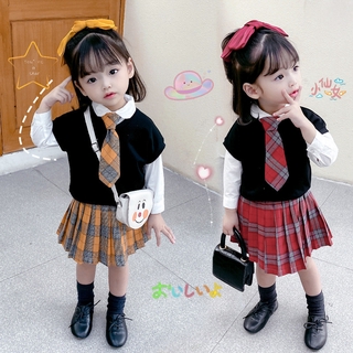 Bộ đồng phục học sinh ba món thời trang mùa thu 2020 dành cho bé gái