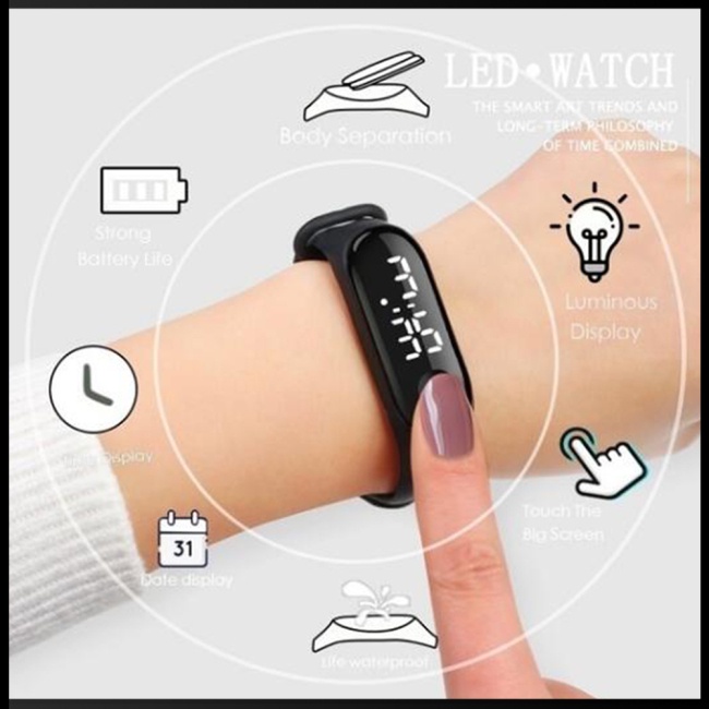 Đồng Hồ Thể Thao Zevaret Chống Thấm Nước, Màn Hình LED Cảm Ứng