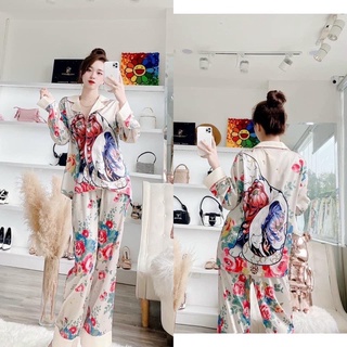 Bộ Lụa Pijama Áo Dài- Quần Dài Lụa Latin Cao Cấp