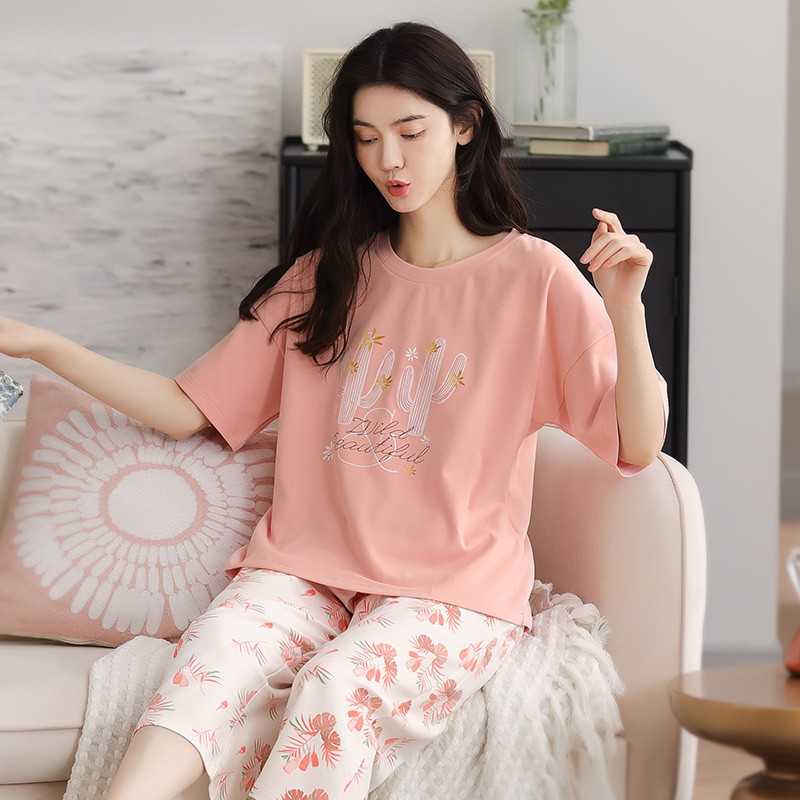 Đồ bộ lửng Quảng Châu cao cấp: Bộ mặc nhà chất chất vải COTTON 100% tự nhiên thông thoáng ngày hè