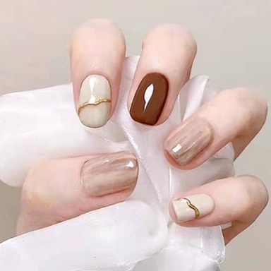 Bộ Móng Tay Giả Hai Màu Gradient Họa Tiết Hoa Xinh Xắn Phong Cách Âu Mỹ Cho Nữ