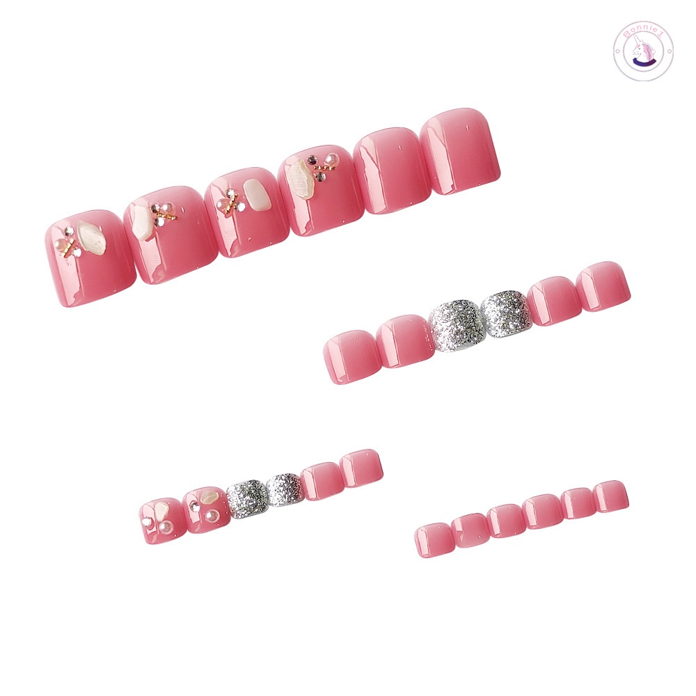 Set 24 Móng Chân Giả Đính Đá Thời Trang Cho Nữ