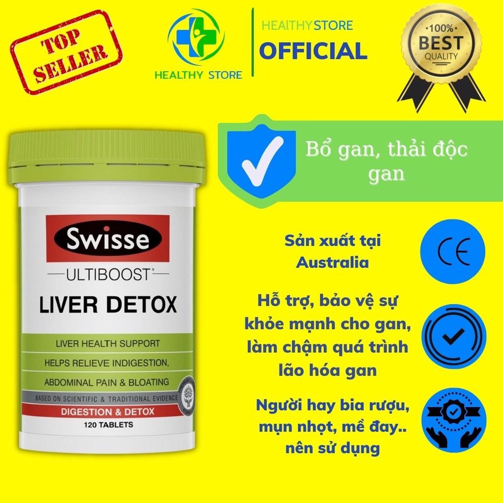 Swisse Ultiboost Liver Detox - Viên uống hỗ trợ thải độc gan 120 viên
