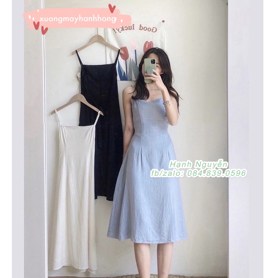 Váy 2 dây đũi tiểu thư, đầm 2 dây dáng suông đi biển, du lịch - Xưởng May Hạnh Hồng | BigBuy360 - bigbuy360.vn