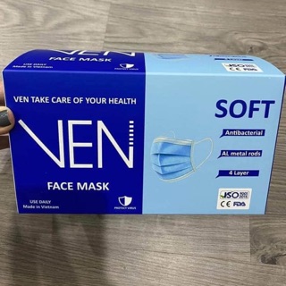 Khẩu trang VEN Mask hộp 50pcs 4 lớp kháng khuẩn・ hàng xuất Châu Âu・đảm bảo uy tín và chất lượng.