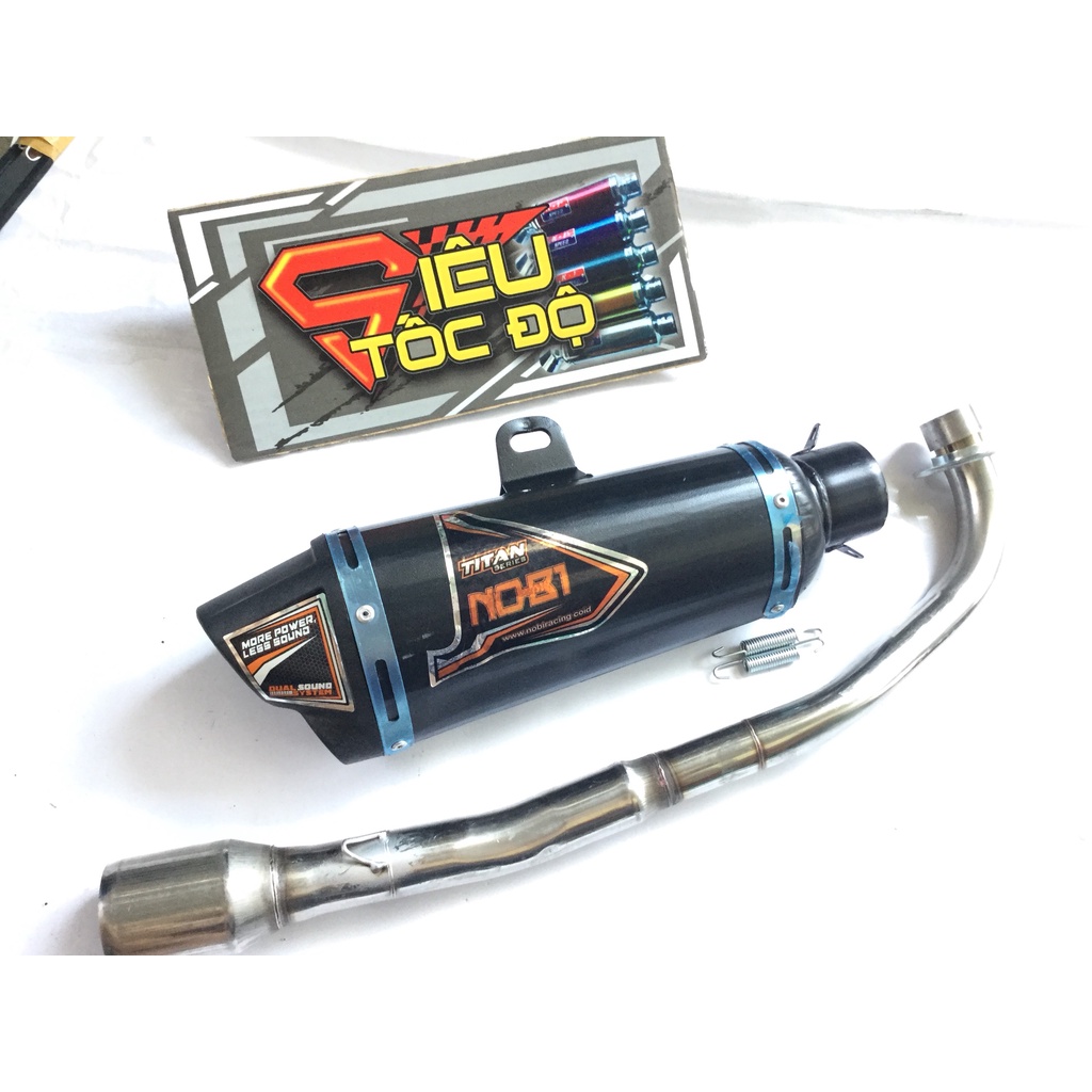 PÔ NOBI 2 NÒNG ĐEN FULL CỔ INOX THẲNG GẮN CHO NHIỀU LOẠI XE