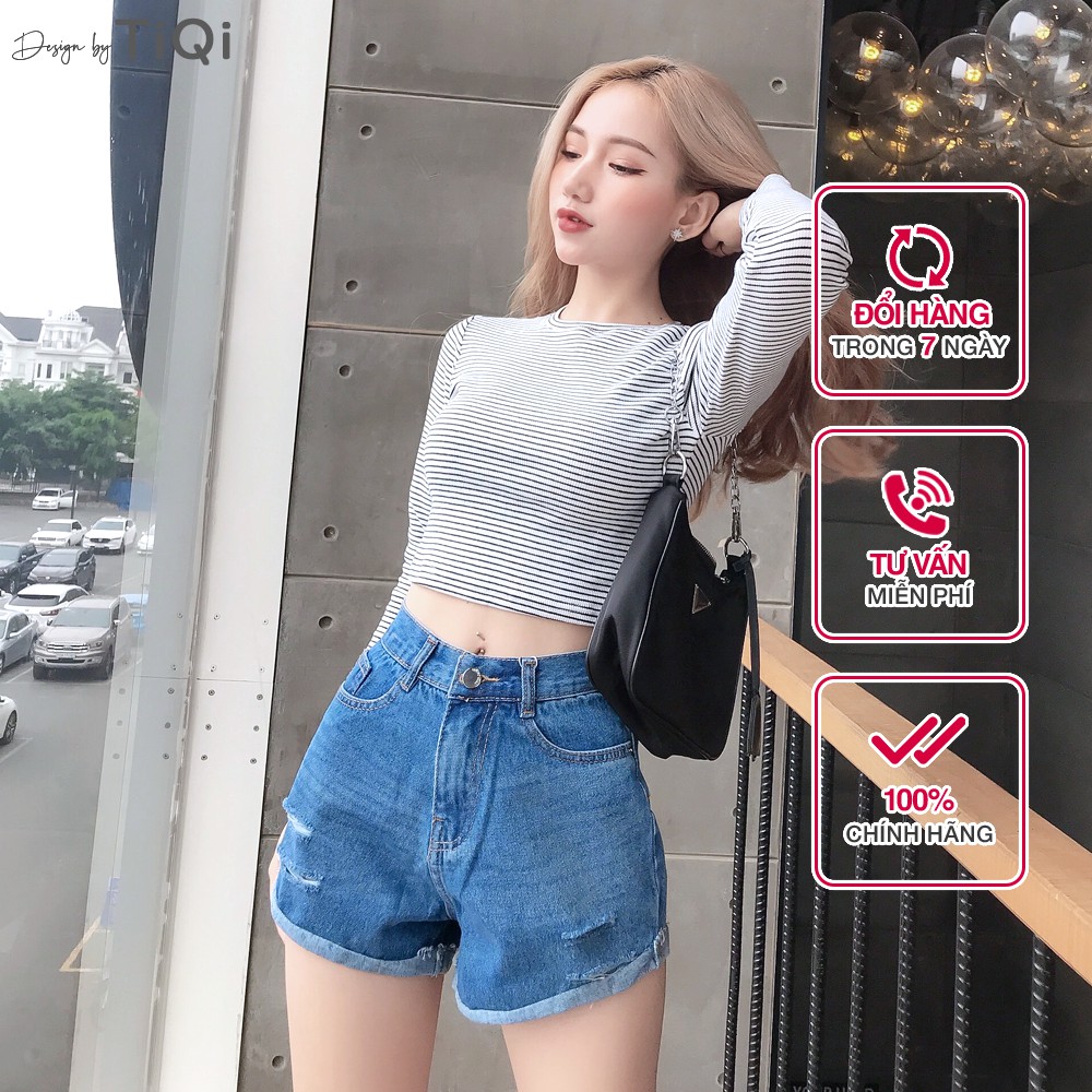 Quần short nữ vải jeans cotton lưng cao TiQi Jeans S1-475 | BigBuy360 - bigbuy360.vn