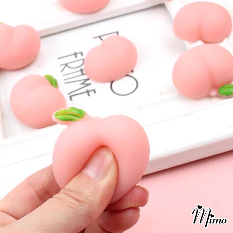 Squishy mini cute hình trái đào dễ thương, đồ chơi xả stress bóp vui tay, dán trang trí ốp điện thoại