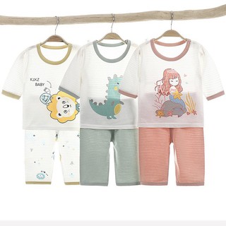 Bộ cotton tre dài tay cho bé nằm điều hòa hàng quảng châu cao cấp