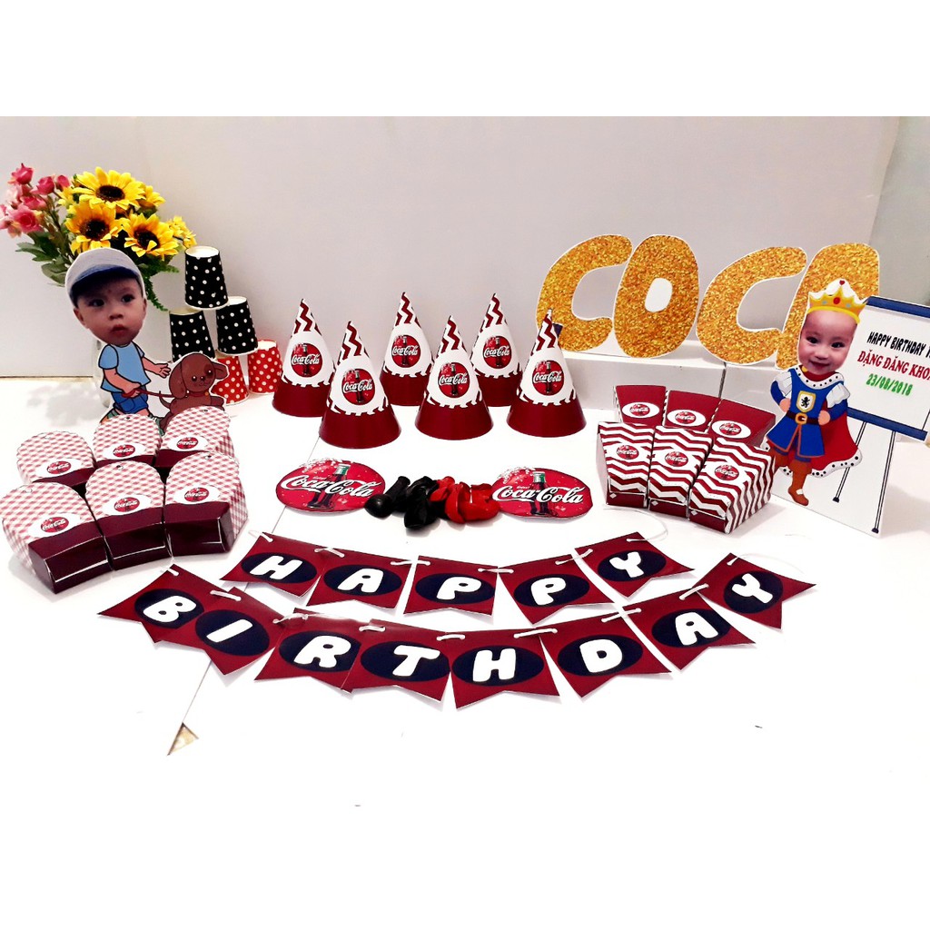 Set giấy set sinh nhật chủ đề đồ uống cho bé trai bé gái