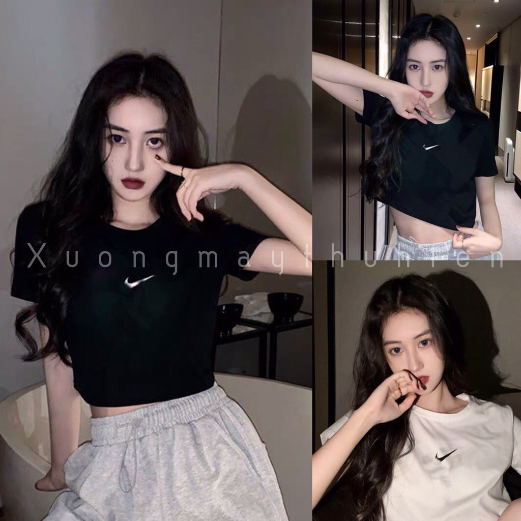 Áo crt nữ cổ tròn tay lỡ họa tiết NI vảy năng động trẻ trung | BigBuy360 - bigbuy360.vn