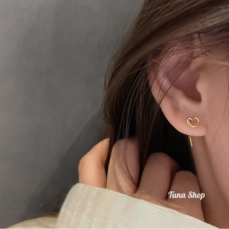 Khuyên tai Bạc Cao Cấp, Bông tai bạc trái tim Cam kết chuẩn bạc TUNA SILVER