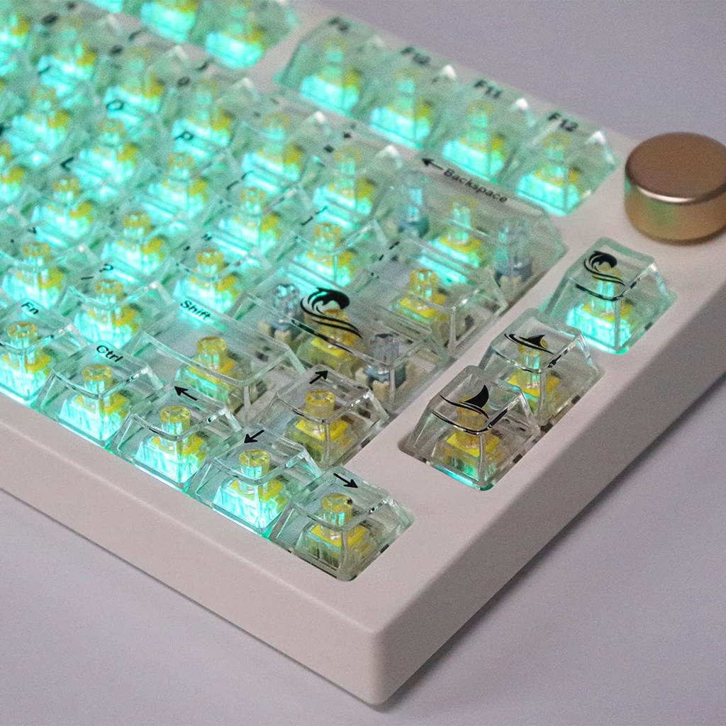 Keycaps 137 Phím Clear Crystal Keycaps Dye-Thăng hoa Keycaps tùy chỉnh Cherry Profile Alice cho Cherry Gateron MX Công tắc bàn phím cơ