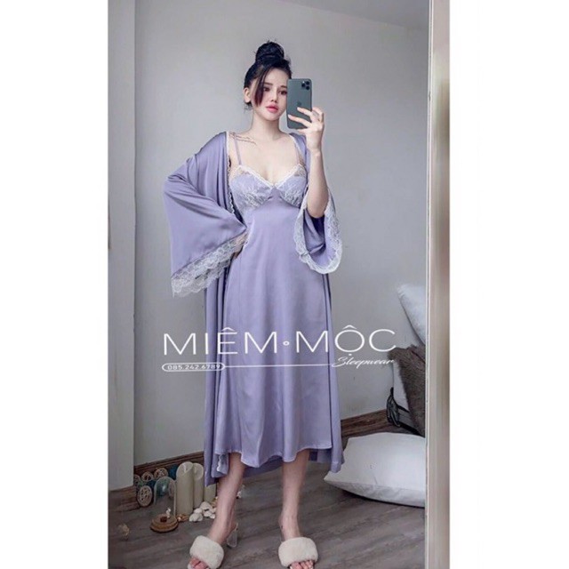 Áo choàng lụa + váy màu trơn tím cao cấp quảng châu | BigBuy360 - bigbuy360.vn