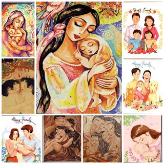 Tranh sơn dầu số hóa Bò sữa Các mẫu về tình cảm gia đình được yêu thích nhất