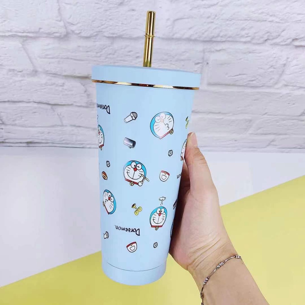 Bình Nước Giữ Nhiệt Bằng Thép Không Gỉ 304 Họa Tiết Hoạt Hình Dễ Thương