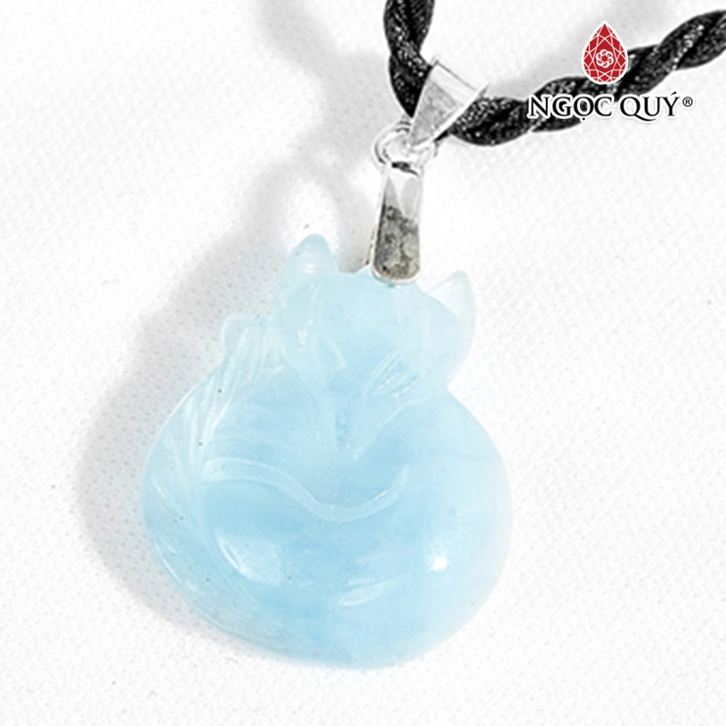 Mặt dây chuyền hồ ly đá aquamarine - Ngọc Quý