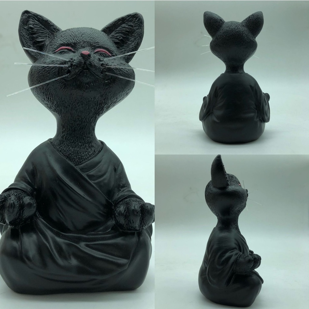 Tượng Mèo Ngồi Thiền Bằng Nhựa Resin Dùng Trang Trí Nhà Cửa