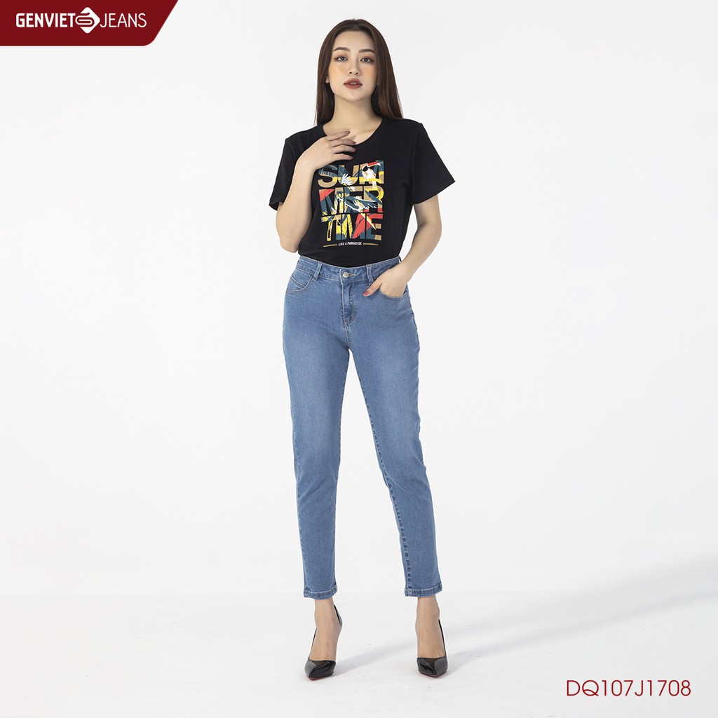 [Mã FASHIONMALLT4 giảm 15% đơn 150k] Quần dài jeans nữ DQ107J1708 slimfit GENVIET