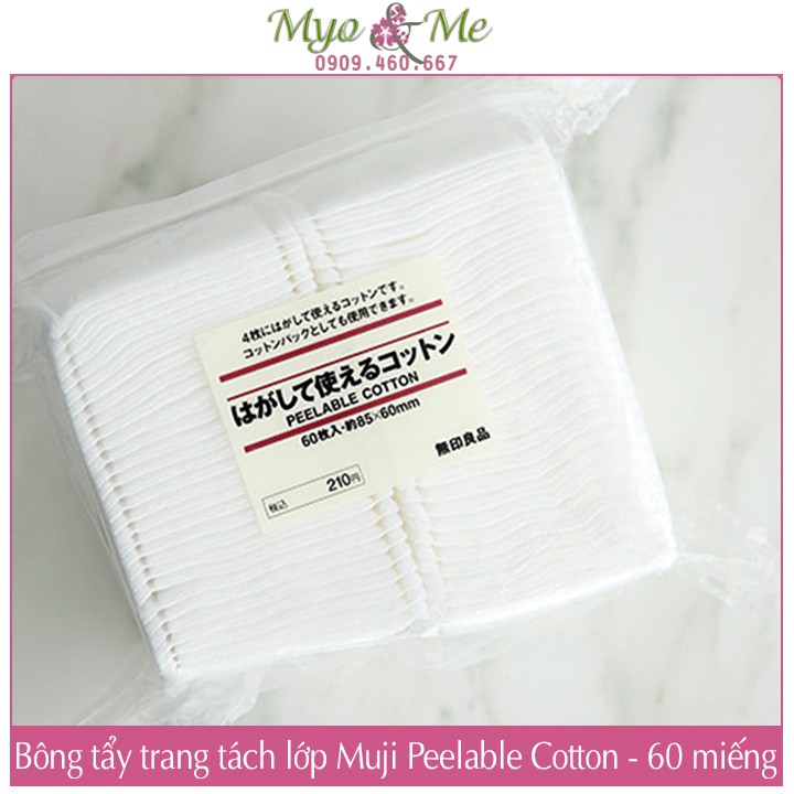 Bông tẩy trang Muji tách lớp Nhật Bản - Muji Peelable Cotton 85x60mm tách được 4 lớp