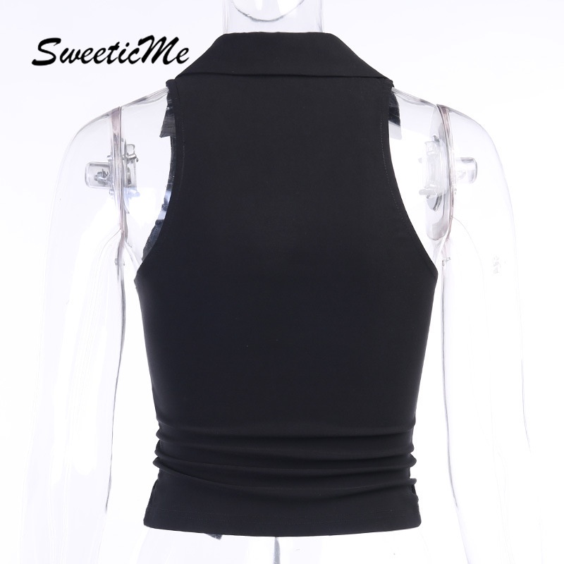 SweeticMe Women's 2021 New Drawstring Lapel Lapel Sleeveless Vest | BigBuy360 - bigbuy360.vn