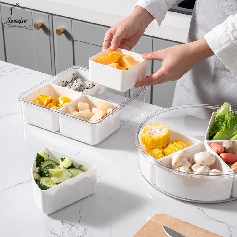 SWEEJAR Hộp đựng thức ăn  có 4 ngăn và nắp đậy có thể tháo rời tiện dụng cho gia đình