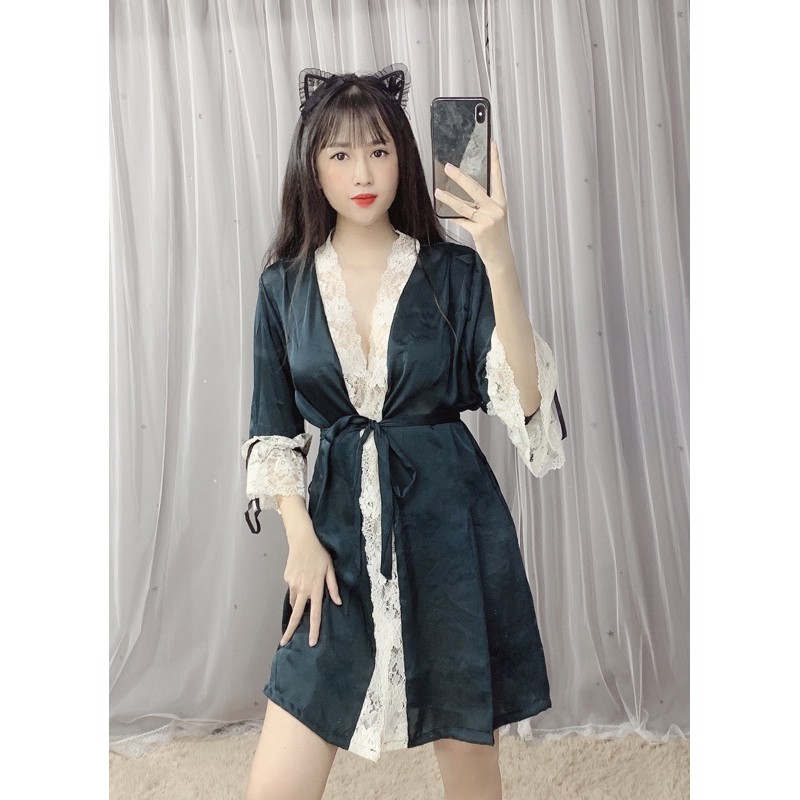 Áo choàng ngủ chất phi lụa mềm,không phải phi bóng cứng rẻ tiền 40-65kg | BigBuy360 - bigbuy360.vn