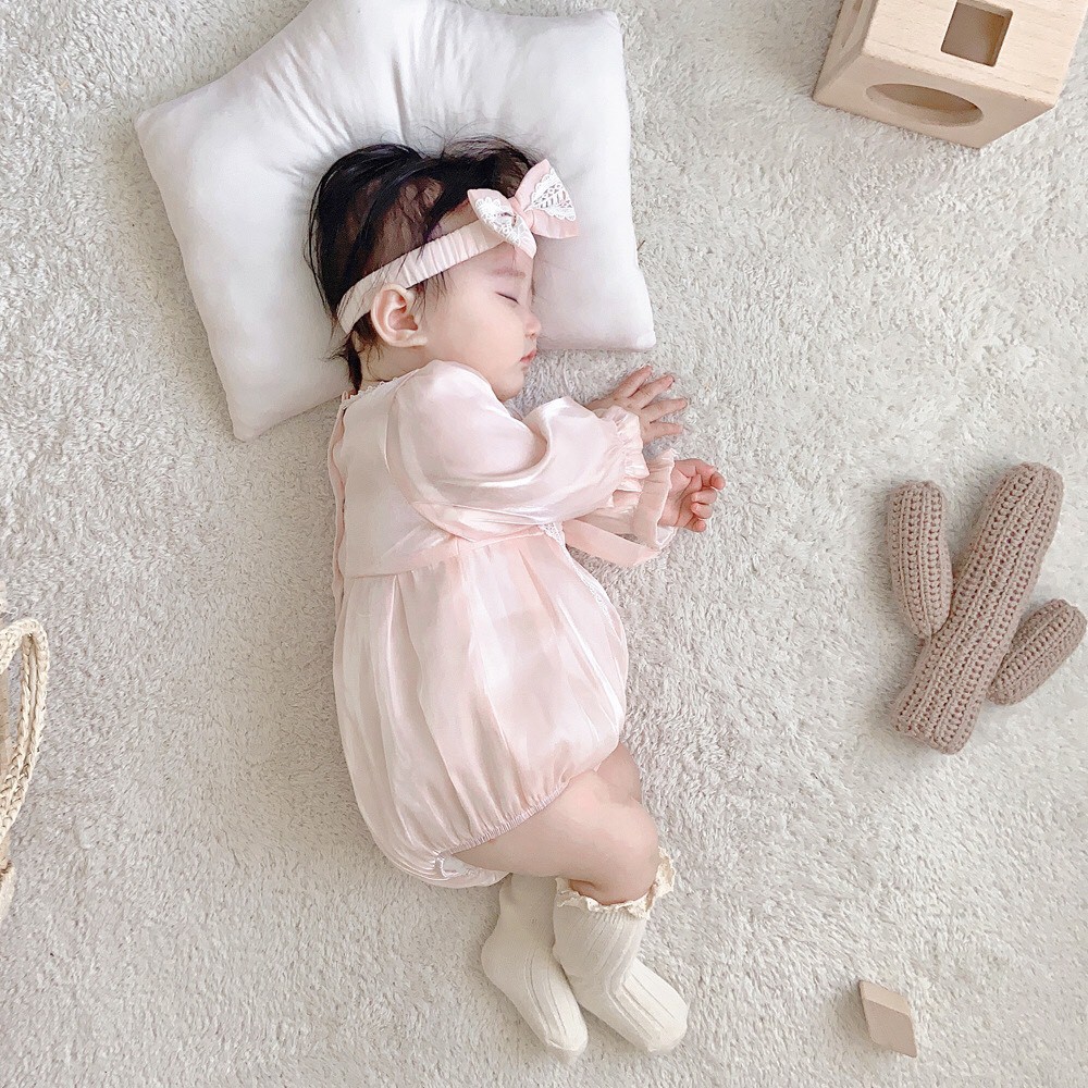 Body công chúa NƠ NGỰC dài tay tam giác cho bé 3-13kg - Có ảnh thật - Shubishop.vn