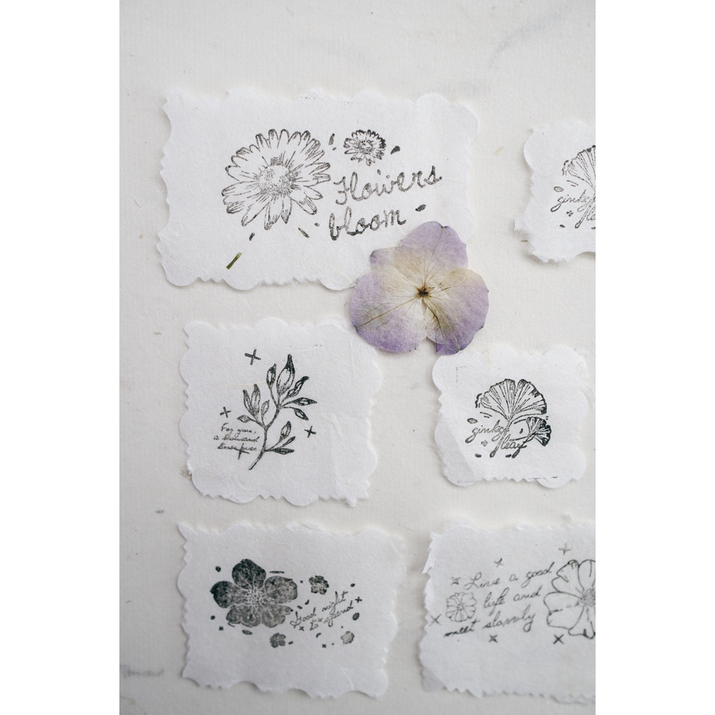 Bộ con dấu vintage - bộ hoa và chữ