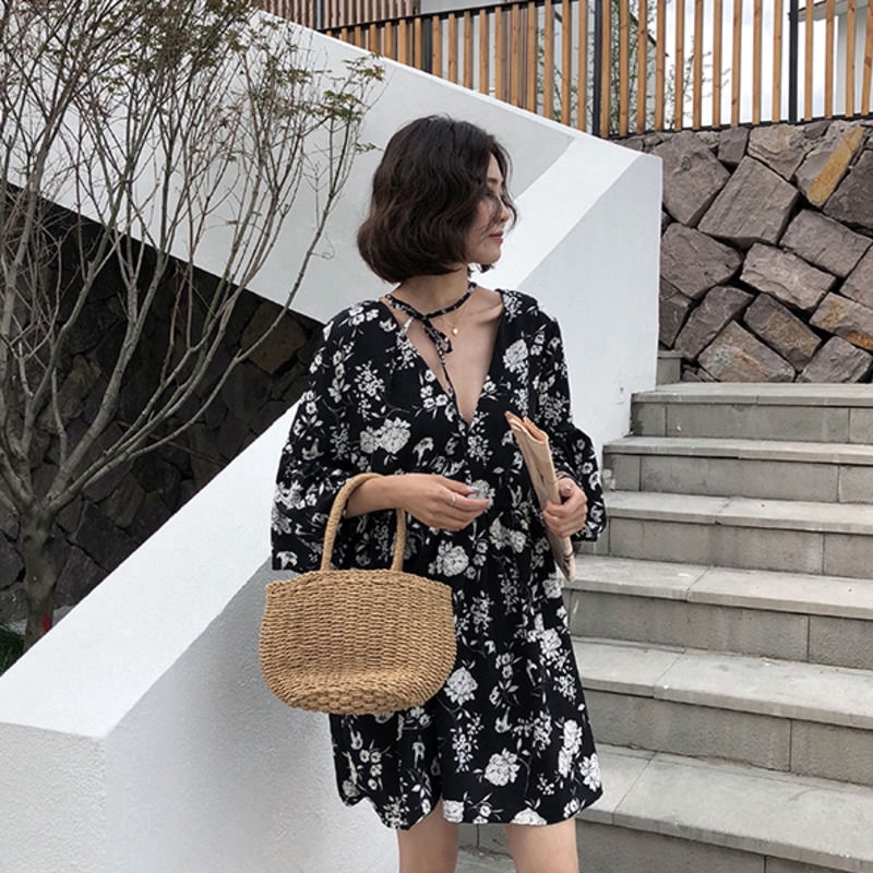 Đầm hoa ngắn tay thời trang dành cho nữ