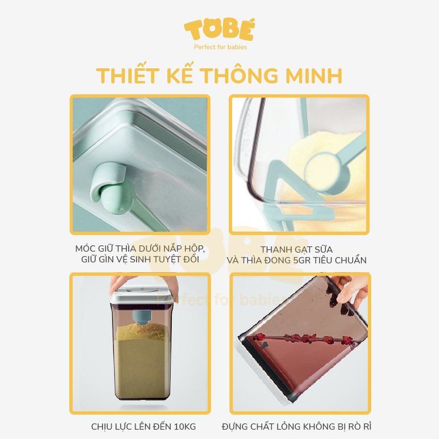 Hộp nhựa đựng sữa bột Helga tobe dung tích 2,3L cao cấp bền bỉ an toàn cho bé trai bé gái hàng chính hãng 100% 3104