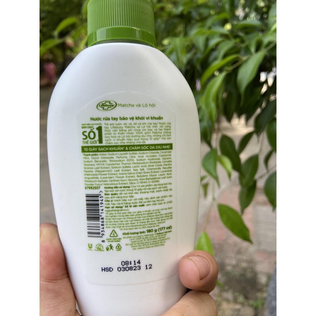 NƯỚC RỬA TAY LIFEBUOY MATCHA VÀ LÔ HỘI 180ML