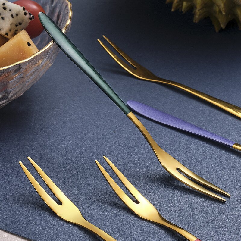 Set 5 nĩa ăn trái cây thép không gỉ sang trọng