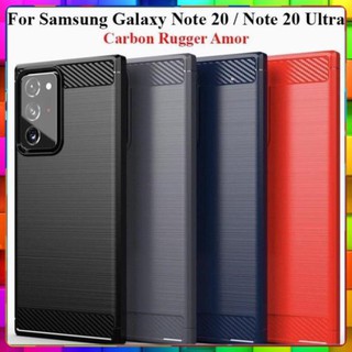 Ốp lưng dẻo Samsung Galaxy Note 20 / Note 20 Ultra vân sợi cacbon chống sốc, chống vân tay Rugger Amor